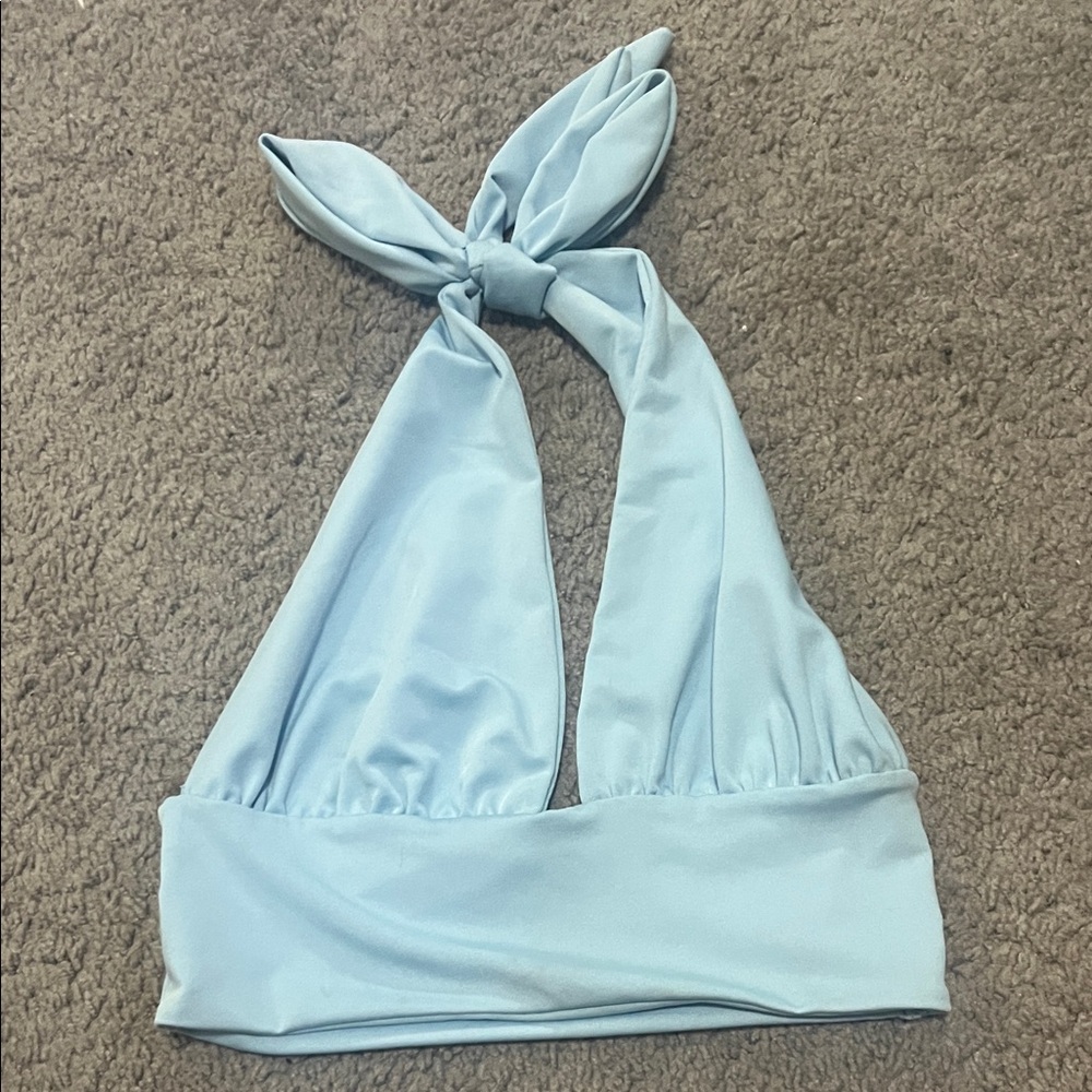 Light Blue Halter Crop Top